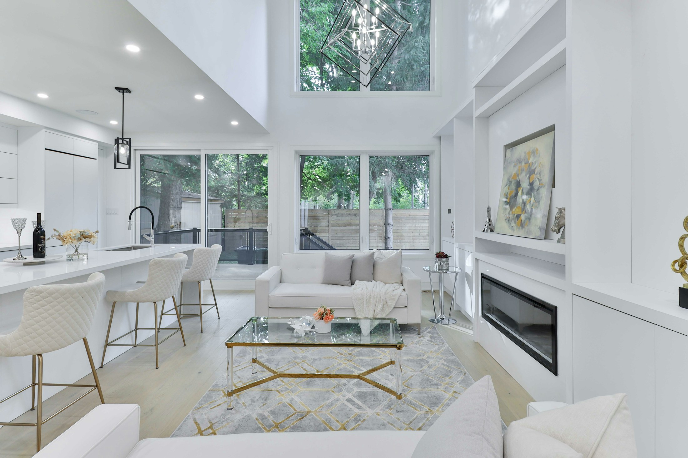 A living space adapting to a warmer evening scene